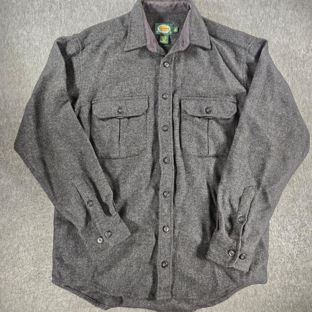 Cabela's Wool CPO Shirt Men M Tall Gray‎ Heavyweight Flannel Field Workwear